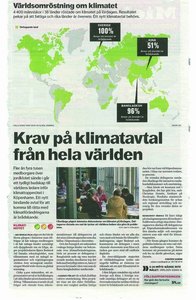 The Swedish citizen exercise received good local and national media visibility. The national daily newspaper Dagens Nyheter (see above) reported several times from WWViews and initiated a public debate. More than 250 persons commented on the articles at www.dn.se  