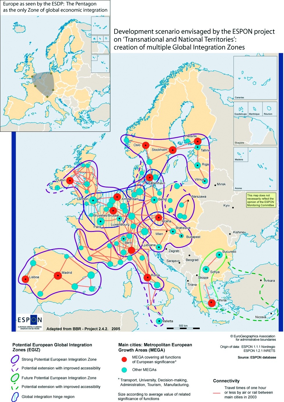 Figure 1: A Europe of Global integration zones According to this approach, global integration occurs through major metropolitan regions. It can be further developed if neighbouring metropolitan regions integrate and cooperate. The zonings also suggest that areas situated around and between the concerned metropolitan regions can benefit more from global integration than other parts of Europe. Nordic regions north of the capitals are therefore considered as having a lower potential for global integration.