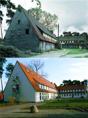 Former military horse stables in Potsdam, Germany, have been converted into an office building.