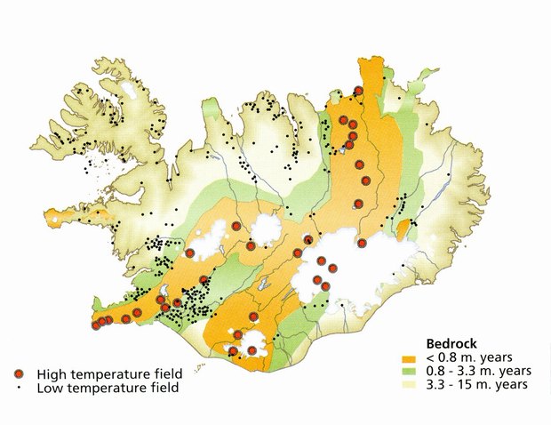 Geothermal fields Map of Iceland’s geothermal fields. Source: Energy in Iceland, published by the National Energy Authority / Ministry of Industry and Commerce,Reykjavik, September 2006. 