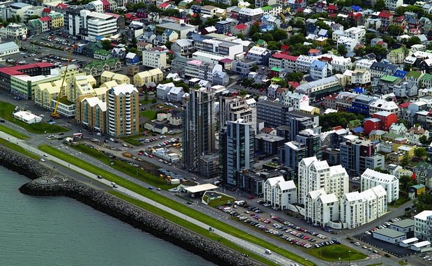 Aerial view of the new luxury flats at Skuggahverfi, Reykjavik seafront. Photo: Snorri Þór Tryggvason